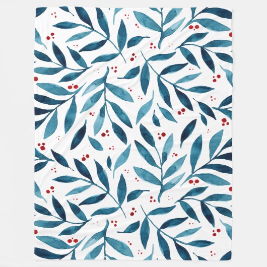 Hübsche Aquarellfarben - Türkis und Rot Fleecedecke (Vorderseite)