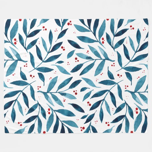 Hübsche Aquarellfarben - Türkis und Rot Fleecedecke (Vorderseite (Horizontal))