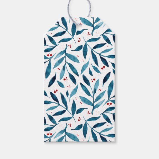 Hübsche Aquarellfarben - Türkis und Rot Geschenkanhänger (Vorderseite)