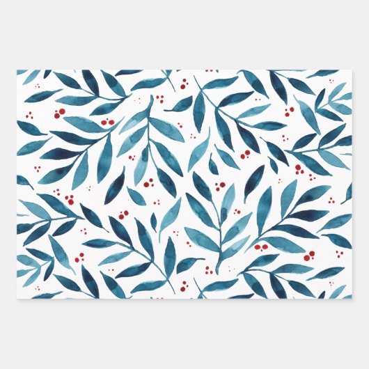 Hübsche Aquarellfarben - Türkis und Rot Geschenkpapier Set (Vorderseite 3)