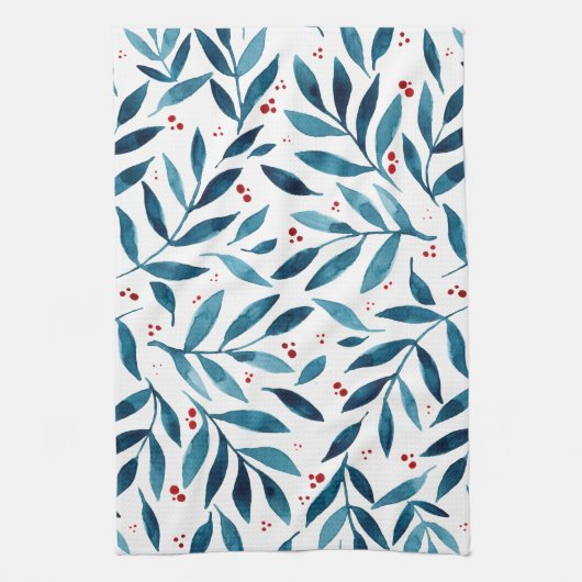 Hübsche Aquarellfarben - Türkis und Rot Geschirrtuch (Vertikal)