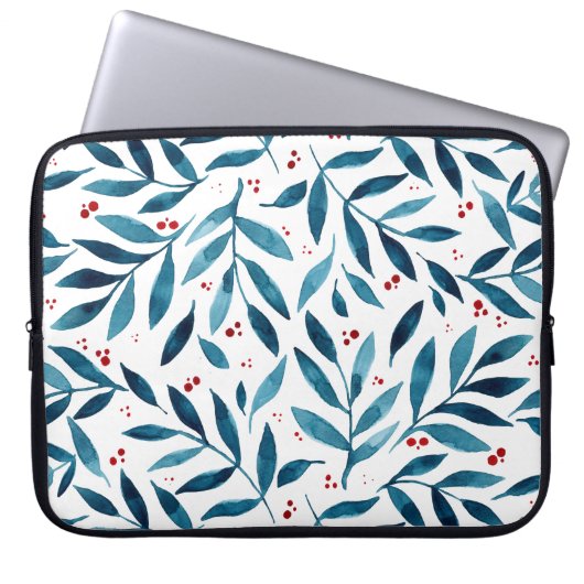 Hübsche Aquarellfarben - Türkis und Rot Laptopschutzhülle (Vorderseite)