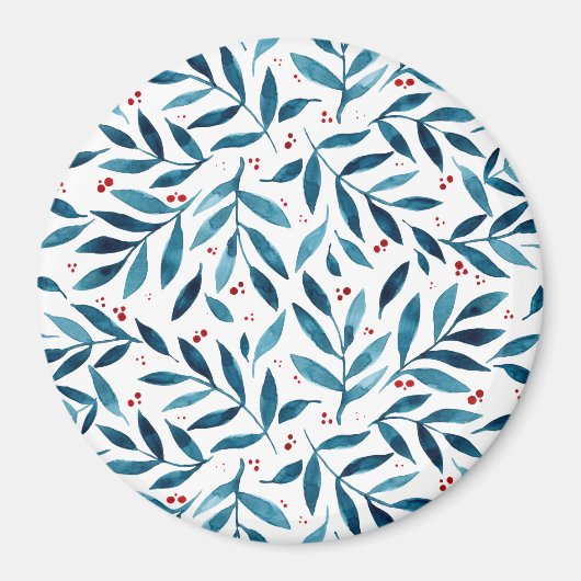 Hübsche Aquarellfarben - Türkis und Rot Magnet (Vorne)