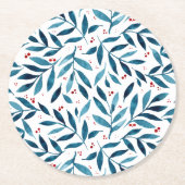 Hübsche Aquarellfarben - Türkis und Rot Runder Pappuntersetzer (Vorderseite)