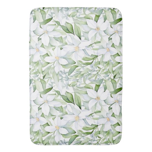 Hübsche Aquarellfarben Weiße Blume zeigen grünes B Badematte (Vorderseite Vertikal)