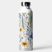 Hübsche Aquarellfarben Wildblumen Mit Monogramm Trinkflasche (links)