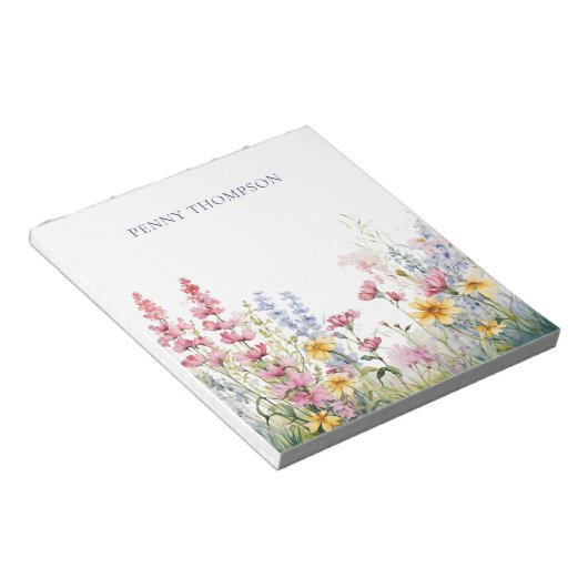 Hübsche Aquarellfarben-Wildblumen Notepad Notizblock (angewinkelt)
