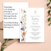 Hübsche Aquarellfarben-Wildblumen taufen Einladung