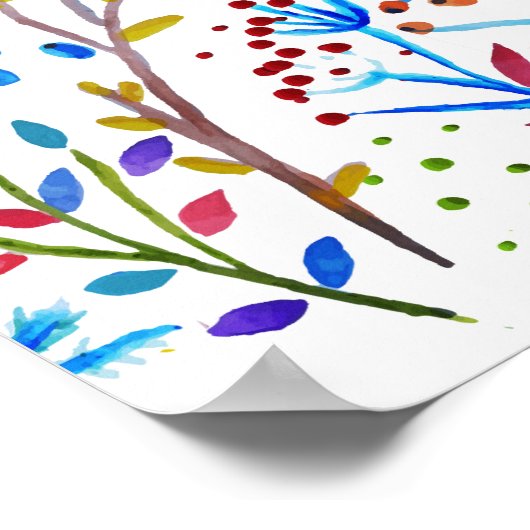 Hübsche Aquarellfarben-Winterfoliengestaltung Poster (Ecke)