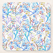 Hübsche Aquarellfarben-Winterfoliengestaltung Rechteckiger Pappuntersetzer (Vorderseite)