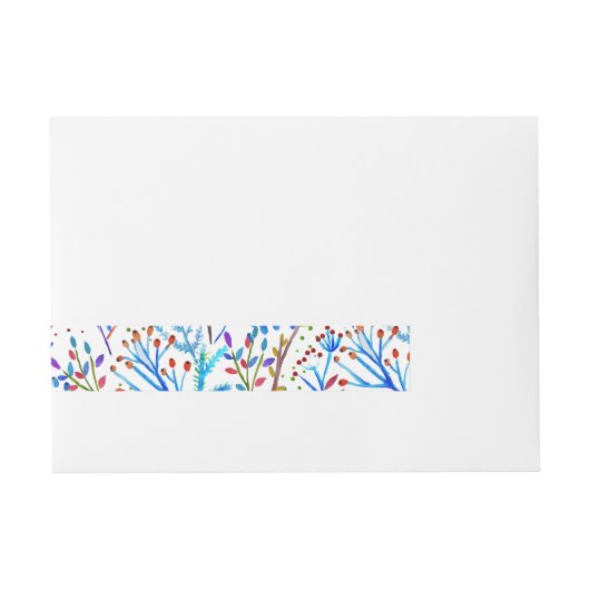 Hübsche Aquarellfarben-Winterfoliengestaltung Rundum-Adressaufkleber (Vorderseite)
