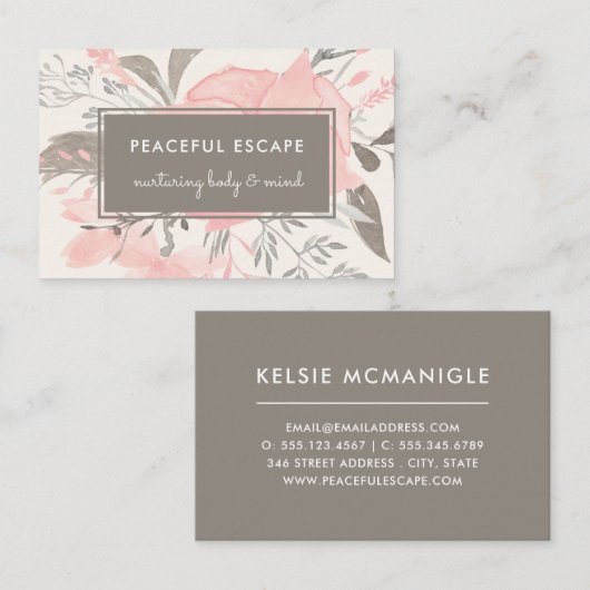 Hübsche Aquarellfärbung Blütenrot und Taube Visitenkarte (Vorne/Hinten)