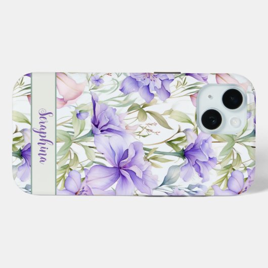 Hübsche Aquarellfärbung Iris im Lila Individuelle  Case-Mate iPhone Hülle (Rückseite (Horizontal))