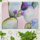 Hübsche Aquarellkaktus und Blüten Geschirrtuch (Gefaltet)