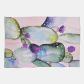 Hübsche Aquarellkaktus und Blüten Geschirrtuch (Horizontal)