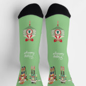 Hübsche Aquarellkunst Nutcracker Xmas grün Socken (Oben)