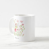 Hübsche Aquarellmühle und rosa Blüten Kaffeetasse (Vorderseite Links)