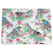 Hübsche Aquarellvögel geben Blumenfarbe Große Geschenktüte (Vorderseite)