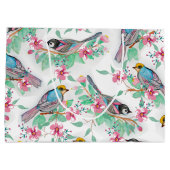 Hübsche Aquarellvögel geben Blumenfarbe Große Geschenktüte (Rückseite)