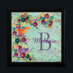 Hübsche Aquarellvögel und Blume Personalisiert Erinnerungskiste<br><div class="desc">Farbenfrohe Aquarellmalerei von Vögeln fast getarnt in einem Garten von Blume. Personalisieren Sie mit Name und Initial.</div>