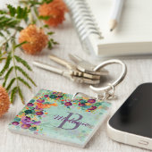 Hübsche Aquarellvögel und Blume Personalisiert Schlüsselanhänger (Vorderseite rechts)