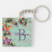 Hübsche Aquarellvögel und Blume Personalisiert Schlüsselanhänger (Rückseite)