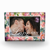 Hübsche Aquaterfarben-Blüte mit Monogramm-Foto Fotoblock (Vorderseite)