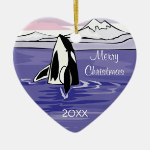 hübsche Arktik Orcaszene Keramik Ornament
