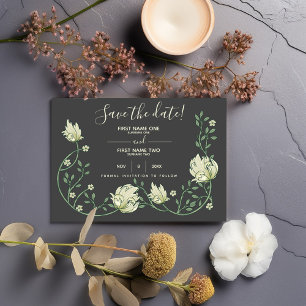 Hübsche Art Nouveau-Blumen retten das Datum dunkel Save The Date