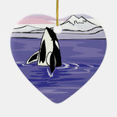 hübsche artenreiche Orca-Szene Keramik Ornament (Hinten)