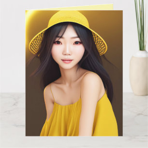 HÜBSCHE ASIAN YOUNG FRAU ART GEBURTSTAGSKARTEN KARTE