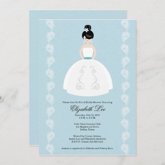 Hübsche asiatische Braut-Brautparty-Einladungen Einladung (Vorne/Hinten)