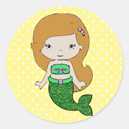 Hübsche Aufkleber für grüne und gelbe Meerjungfrau (Vorderseite)