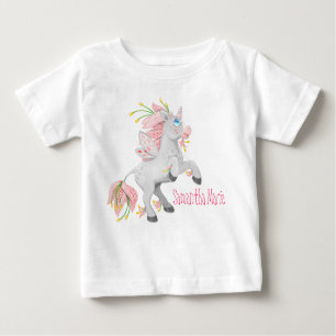 Hübsche Aufzucht Blume Einhorn mit Orchideen Baby T-shirt