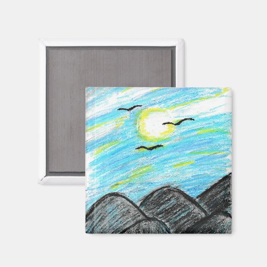 Hübsche Aussicht auf die Berge Magnet (Vorderseite/Rückseite)