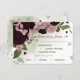 hübsche Auswahl an rosa Pflaumenblättern Blume RSVP Karte