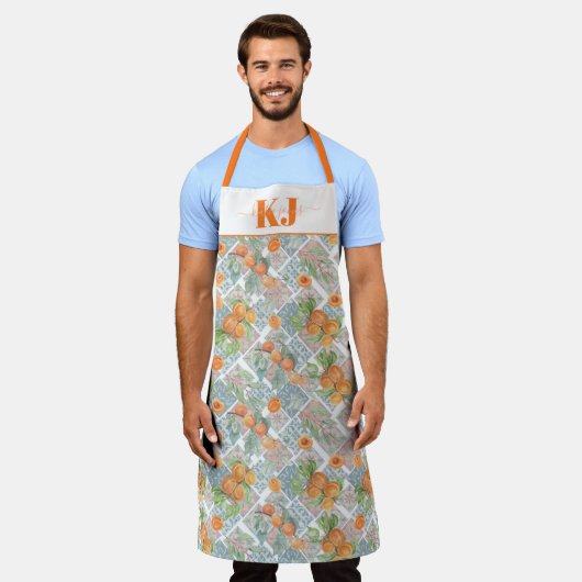 Hübsche Azulejo Apricot Tiles | Monogramm Schürze (Getragen)