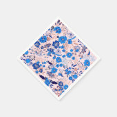 Hübsche azurblaue Blütenrosa Blütendarstellung Serviette (Ecke)