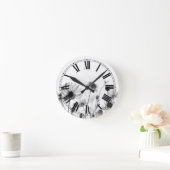Hübsche B&W Röntgen-Wildblumen Runde Wanduhr (Zuhause)