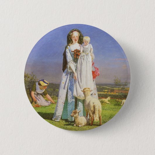 Hübsche Baa Lambs von Ford Madox Brown Button (Vorderseite)