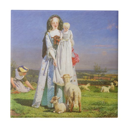 Hübsche Baa Lambs von Ford Madox Brown Fliese (Vorderseite)