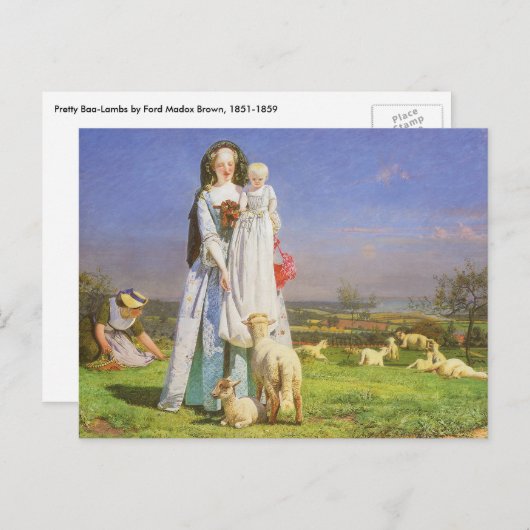 Hübsche Baa Lambs von Ford Madox Brown Postkarte (Vorne/Hinten)