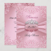 Hübsche Baby Dusche Girl Pink Princess Tiara Spitz Einladung (Vorne/Hinten)