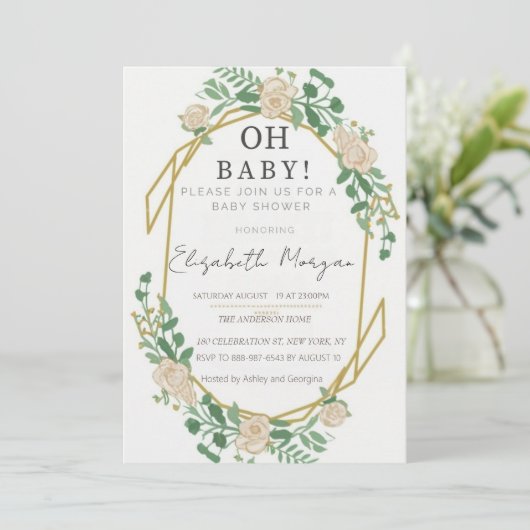 hübsche Babydusche Einladung (Stehend Vorderseite)