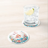 Hübsche Babydusche von Meerjungfrau Es ist ein Mäd Runder Pappuntersetzer (Vor Ort)