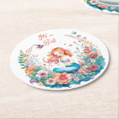 Hübsche Babydusche von Meerjungfrau Es ist ein Mäd Runder Pappuntersetzer (Angewinkelt)