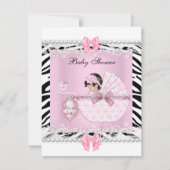 Hübsche Babydusche Zebra Baby Girl Pink Lace Einladung (Vorderseite)