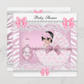 Hübsche Babydusche Zebra Baby Girl Pink Lace Einladung (Vorne/Hinten)