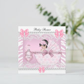 Hübsche Babydusche Zebra Baby Girl Pink Lace Einladung (Stehend Vorderseite)