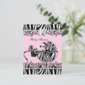 Hübsche Babydusche Zebra Baby Girl Pink Spot Einladung (Stehend Vorderseite)